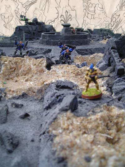 diorama eldar vs Space marine