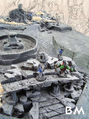 diorama Bataille Ork vs Space marine 