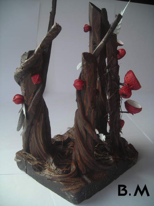 Diorama Jungle feuillage blanc