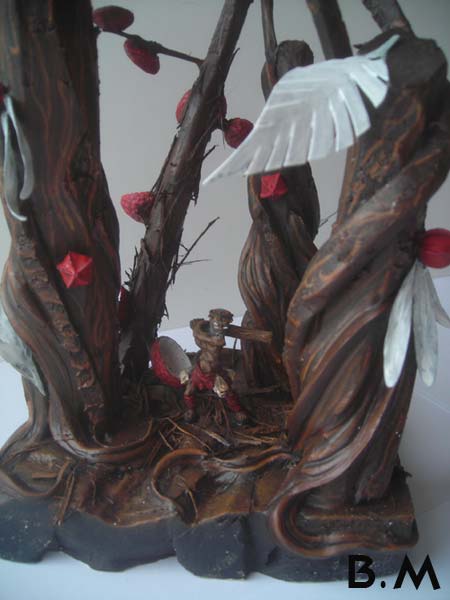 diorama foret indien massue coupeur de tete